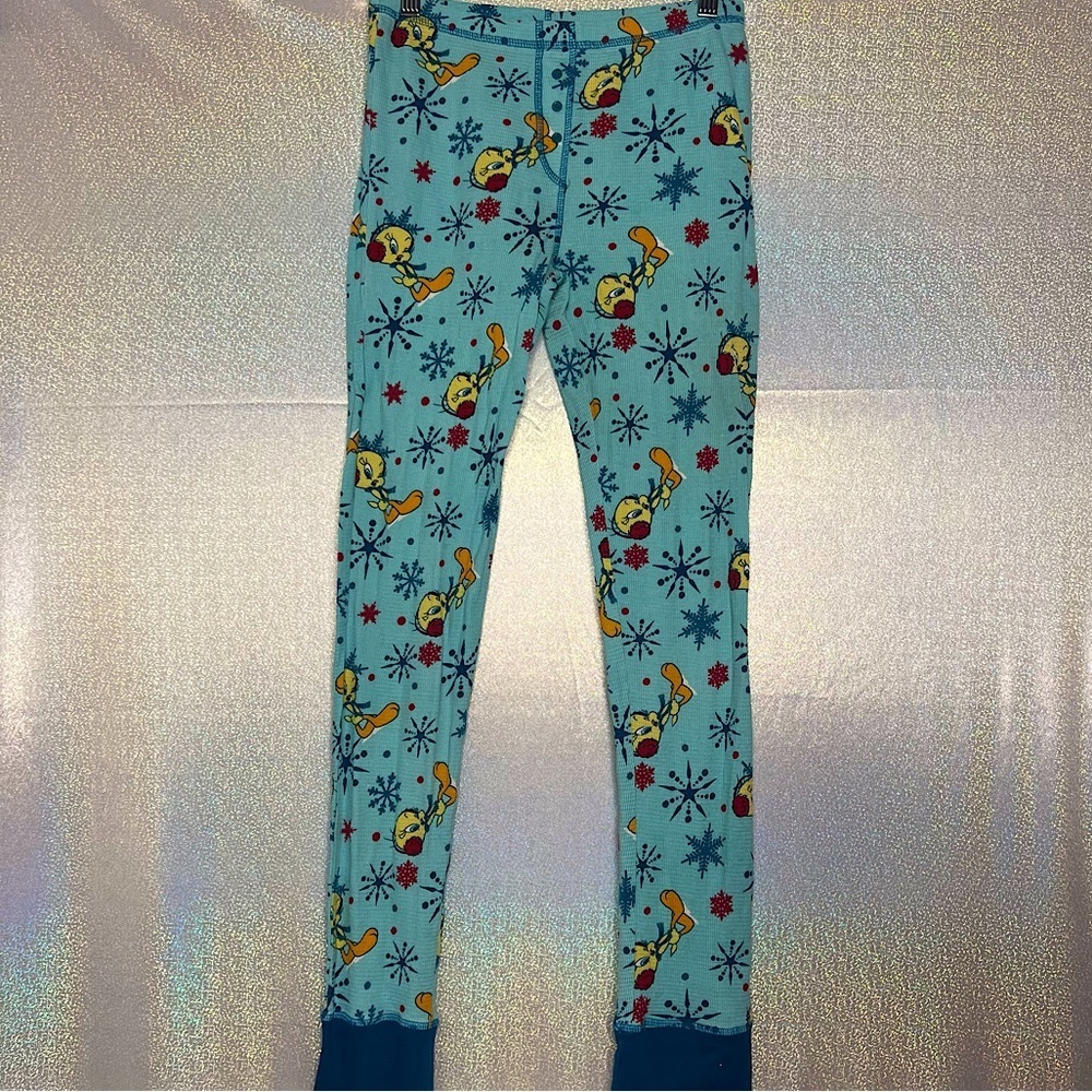 Tweety bird Pants waffle knit Warner bros winter blue thermal jogger cute y2k